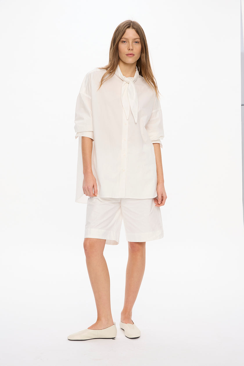 Alma Neck-Tie Shirt - White