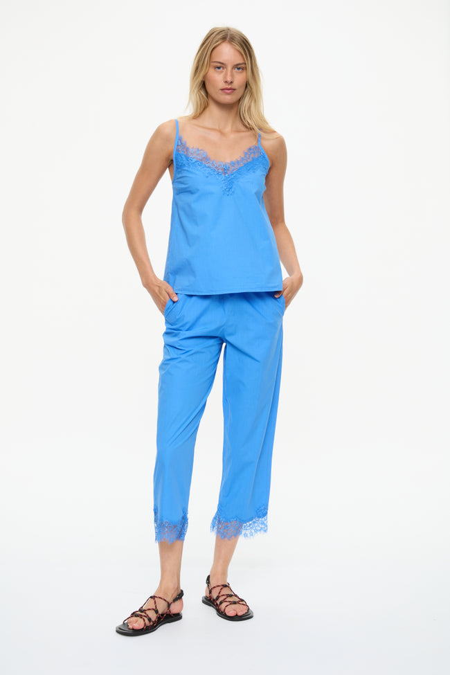 Lumi Lace Trim Pants Ink Blue