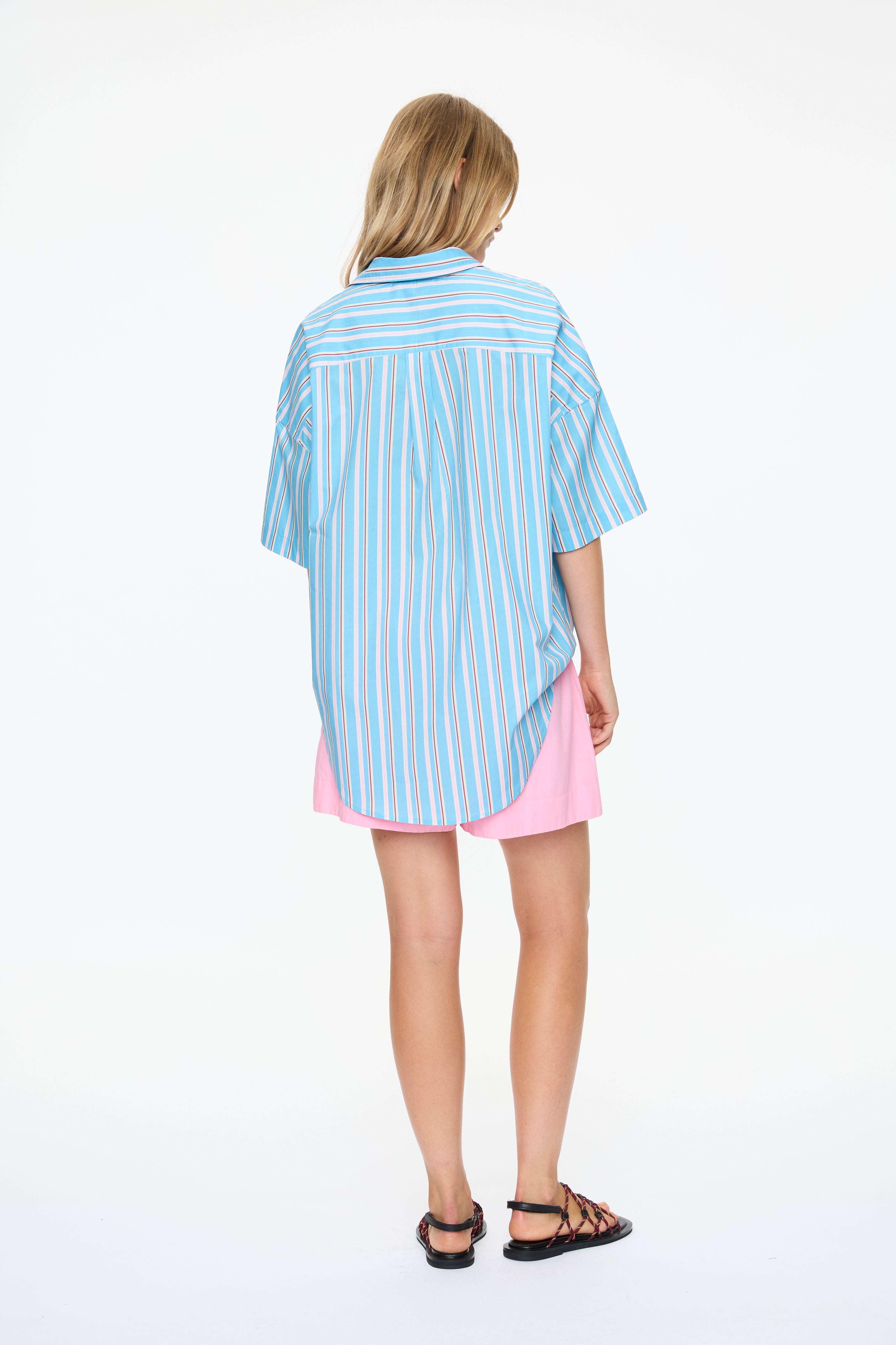 Mara Short Sleeve Shirt - Azure Multi Stripe