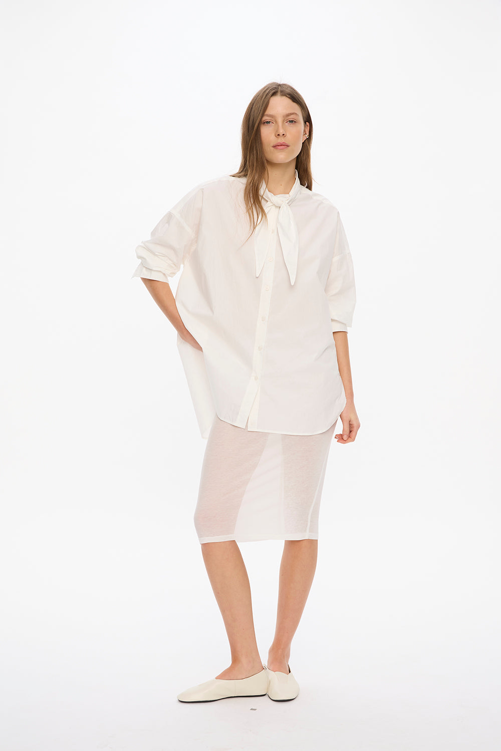 Sunny Sheer Pencil Skirt - White
