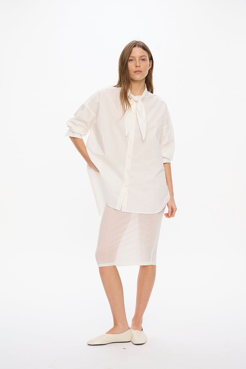 Alma Neck-Tie Shirt - White