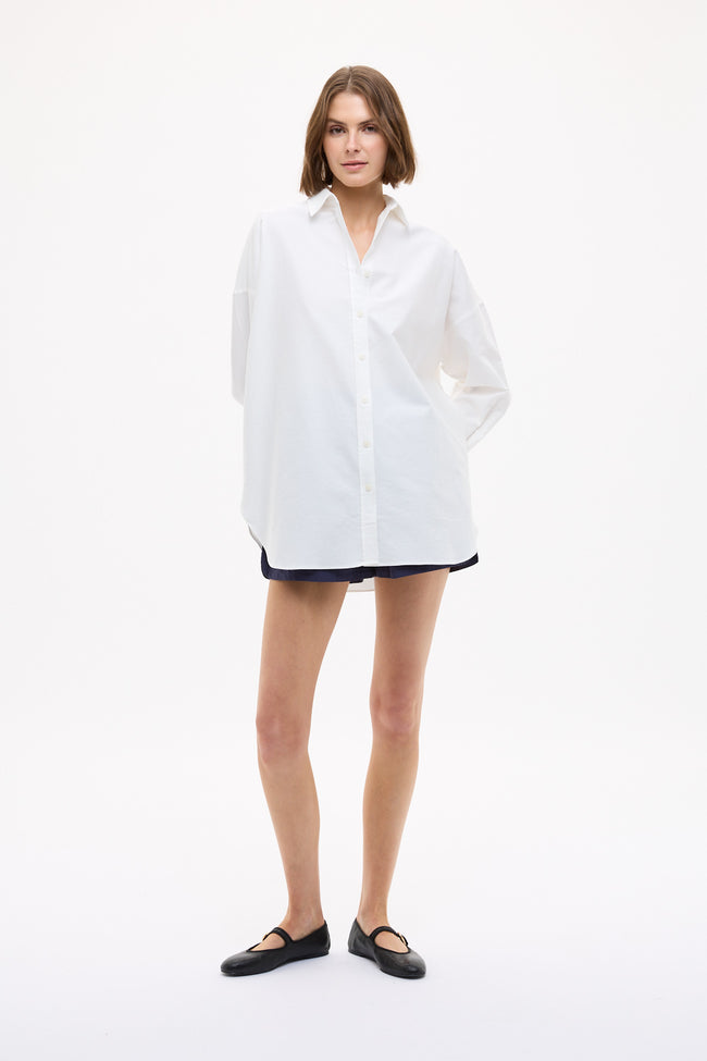 Mara Oversized Long Sleeve Shirt - White
