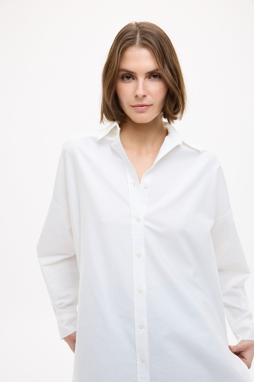 Mara Oversized Long Sleeve Shirt - White