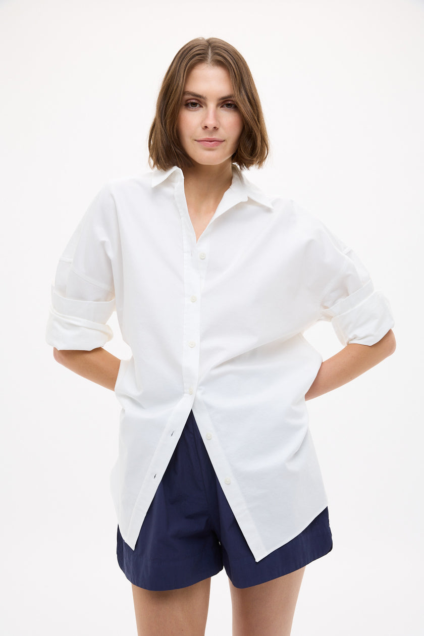 Mara Oversized Long Sleeve Shirt - White