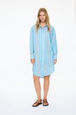 Chiara Long Sleeve Midi Dress - Azure Multi Stripe