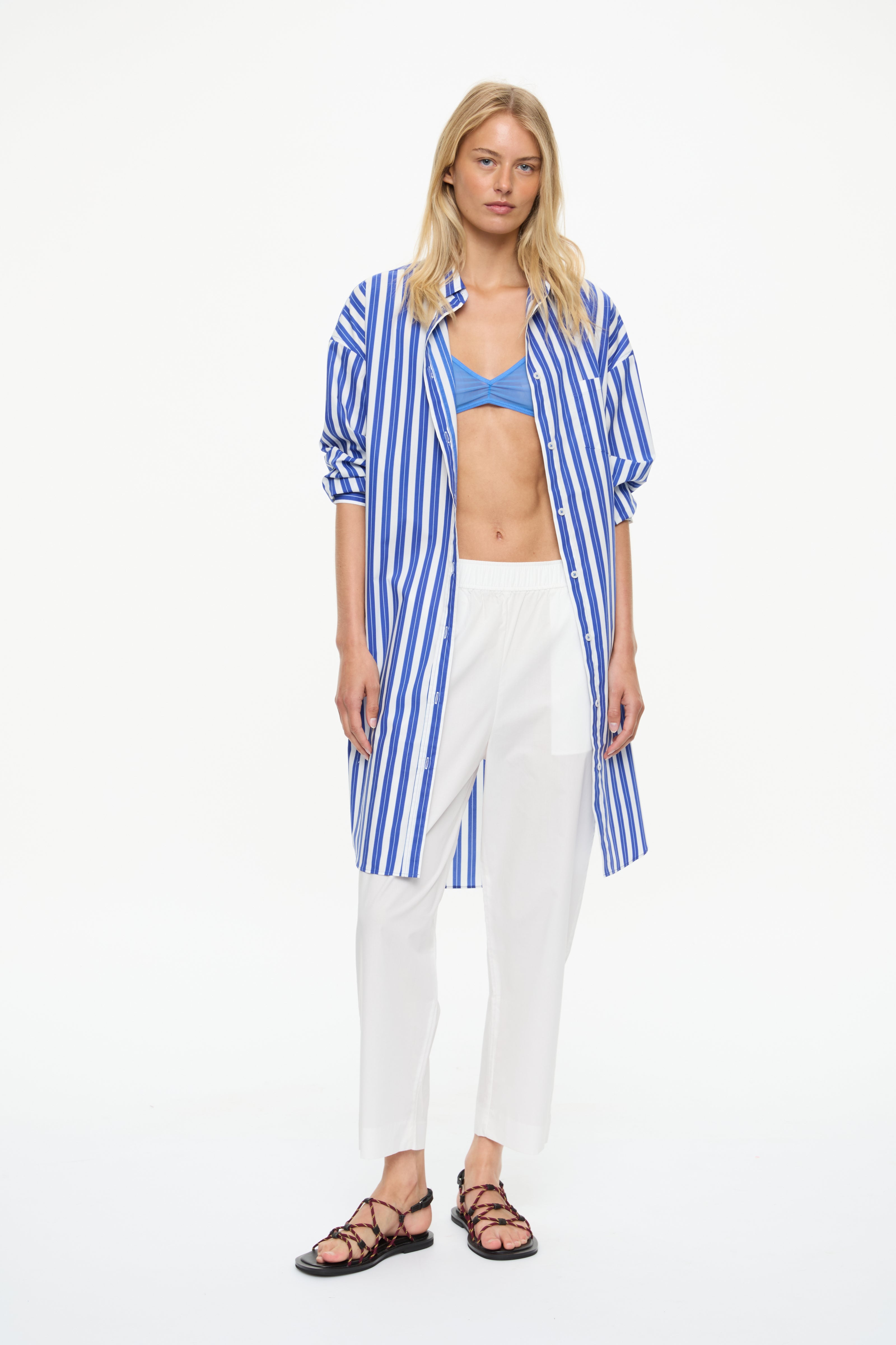 Chiara Long Sleeve Midi Dress - Stripes  Ink Blue/Navy/White Stripe