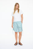 Chiara Parachute Mid Length Shorts Stripe - Azure/Sage/Lemon Fizz