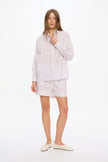 Nina Long Sleeve Button Back Opening Shirt - White/Lavender/Rose Glow