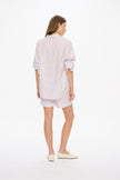Nina Long Sleeve Button Back Opening Shirt - White/Lavender/Rose Glow