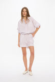 Nina Long Sleeve Button Back Opening Shirt - White/Lavender/Rose Glow