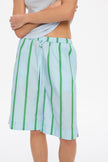 Mara Drawstring Shorts - Mid Length - Delicate Blue/White/Light Verde/Navy