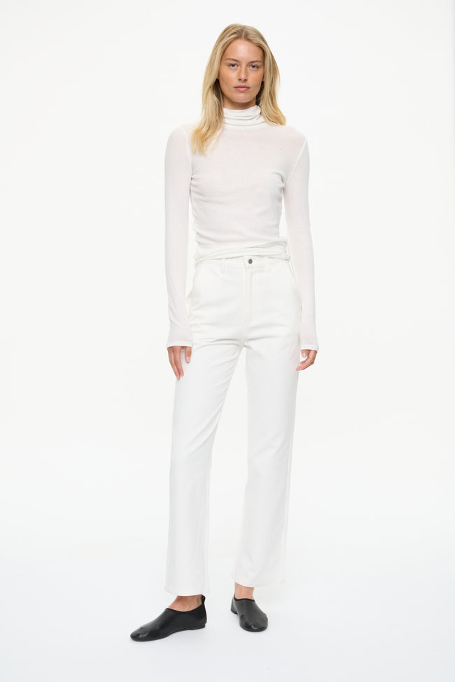 Sunny Sheer Long Sleeve Turtle Neck  White