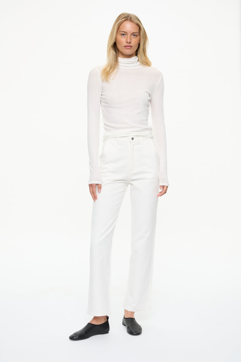 Sunny Sheer Long Sleeve Turtle Neck  White