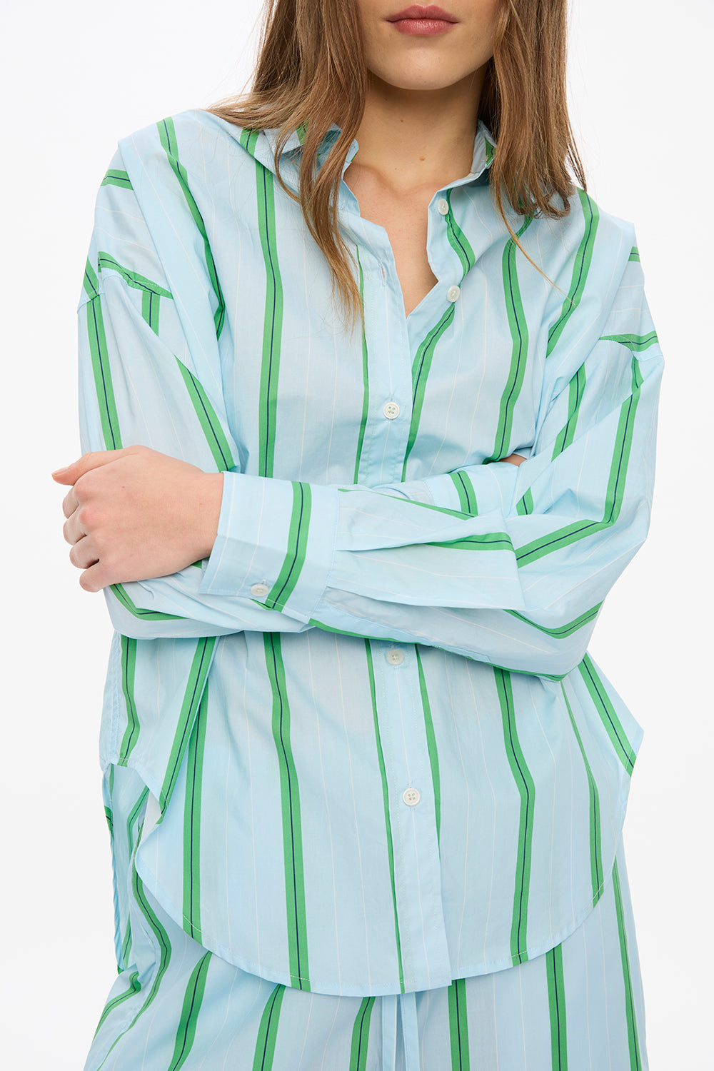Mara Long Sleeve Shirt - Delicate Blue/White/Light Verde/Navy