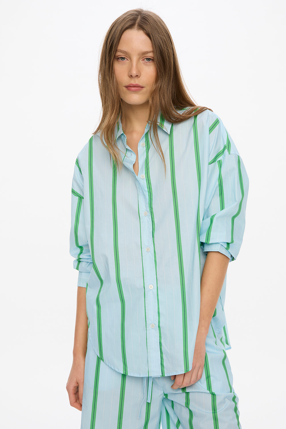 Mara Long Sleeve Shirt - Delicate Blue/White/Light Verde/Navy