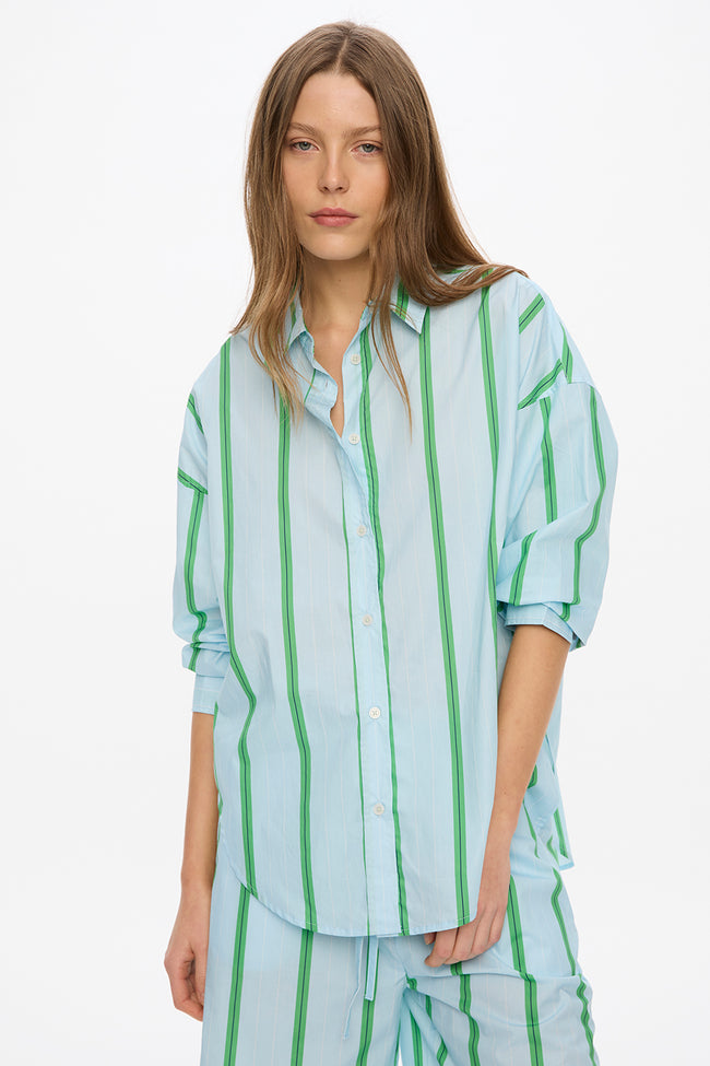 Mara Long Sleeve Shirt - Delicate Blue/White/Light Verde/Navy