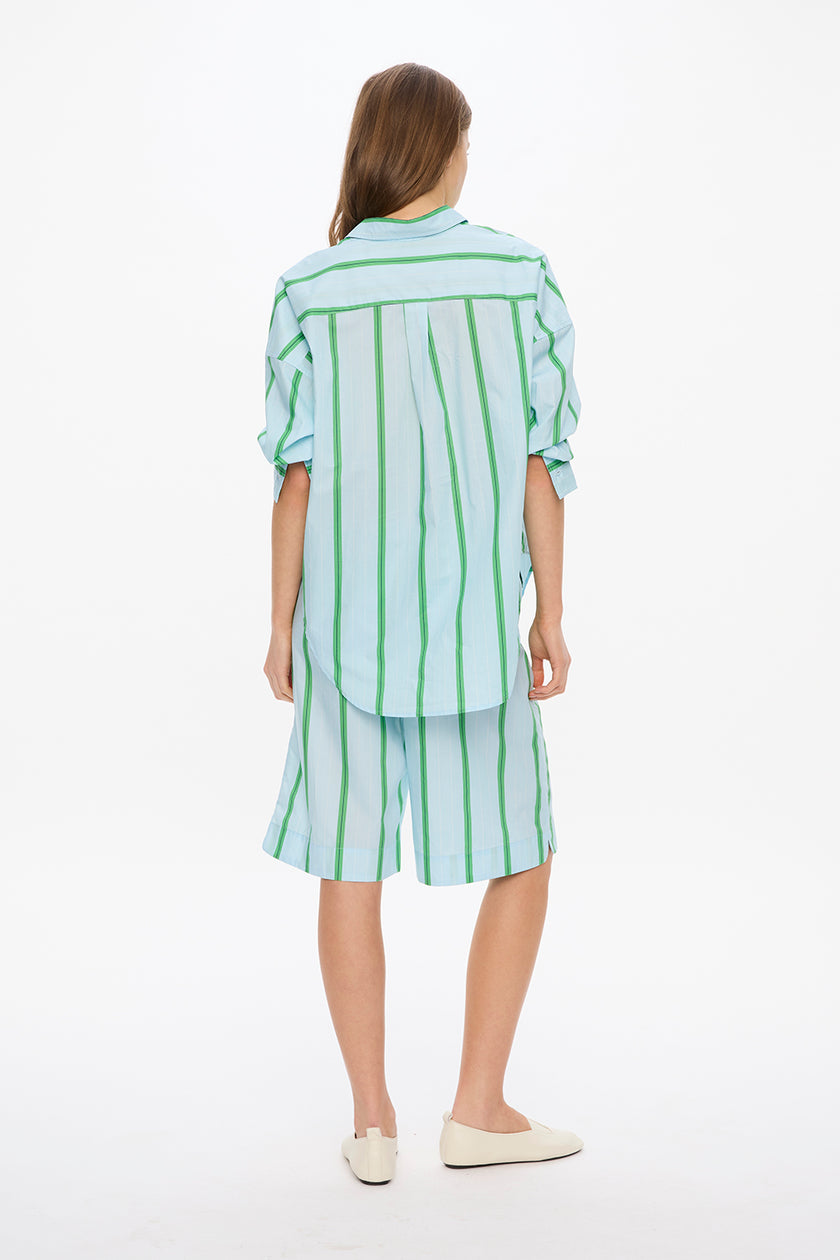 Mara Long Sleeve Shirt - Delicate Blue/White/Light Verde/Navy