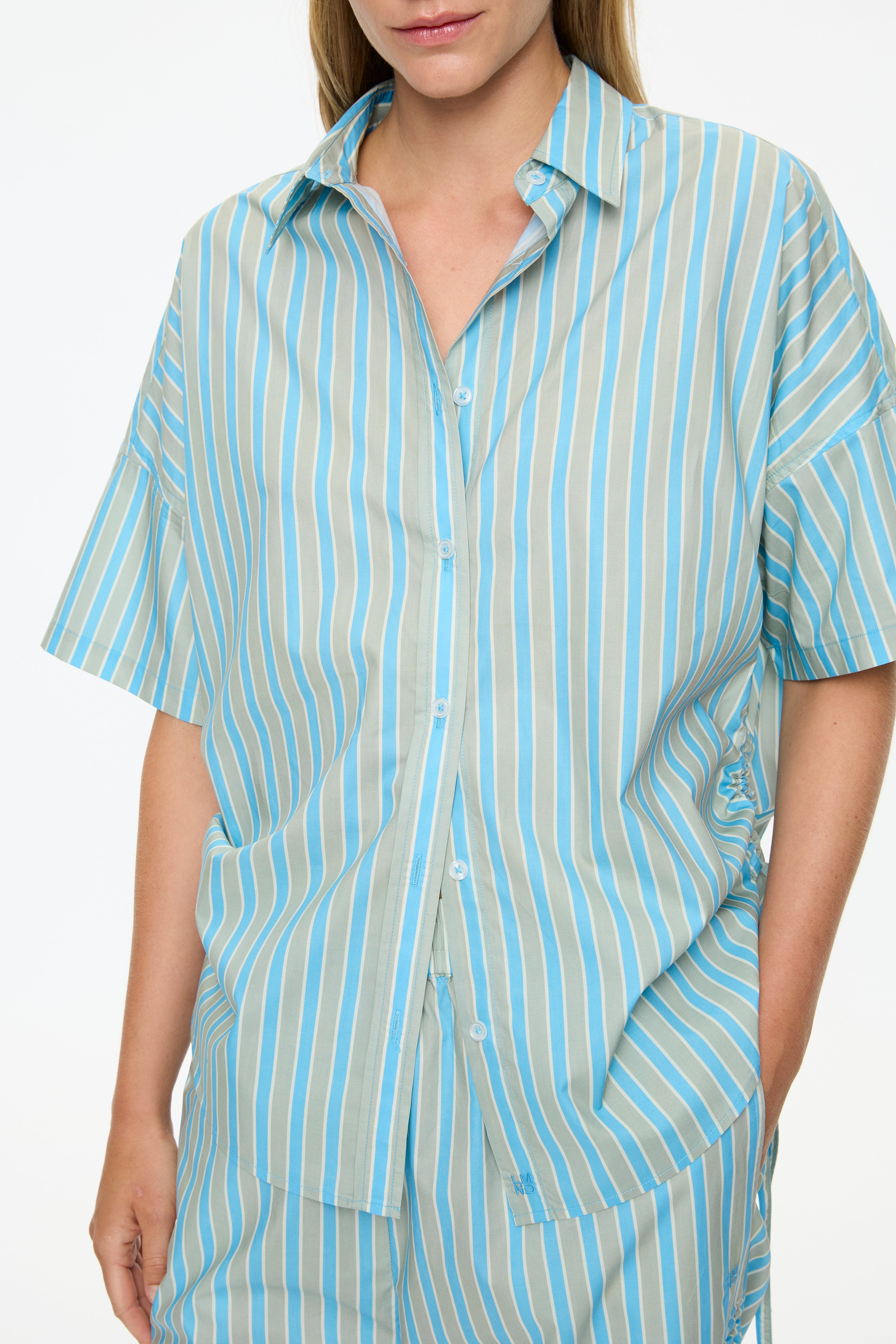 Chiara Parachute Short Sleeve Shirt Stripe - Azure/Sage/Lemon Fizz