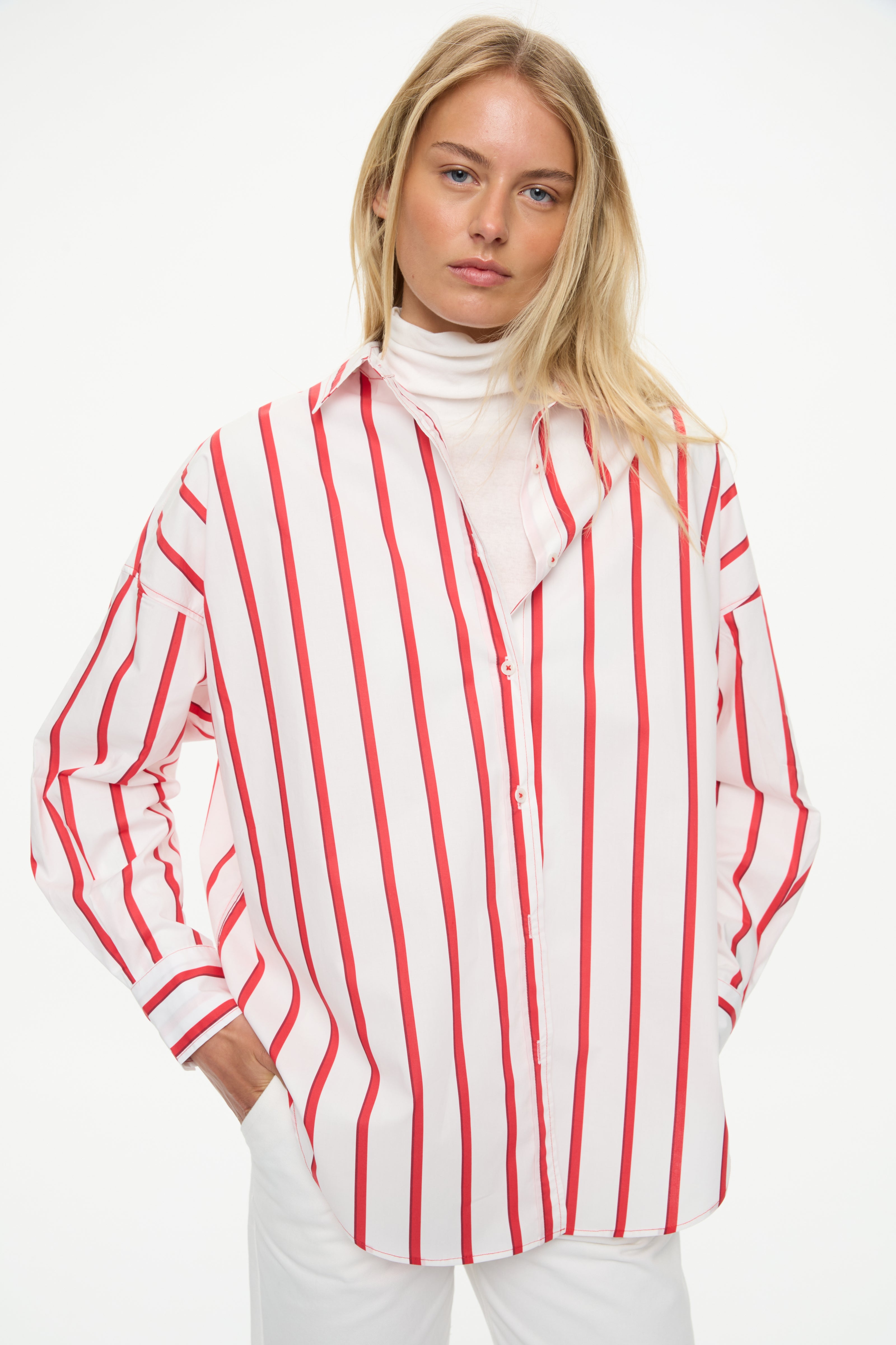 Mara Classic Drawstring Shorts - Cotton Ultra Red/Sangria/White Stripe