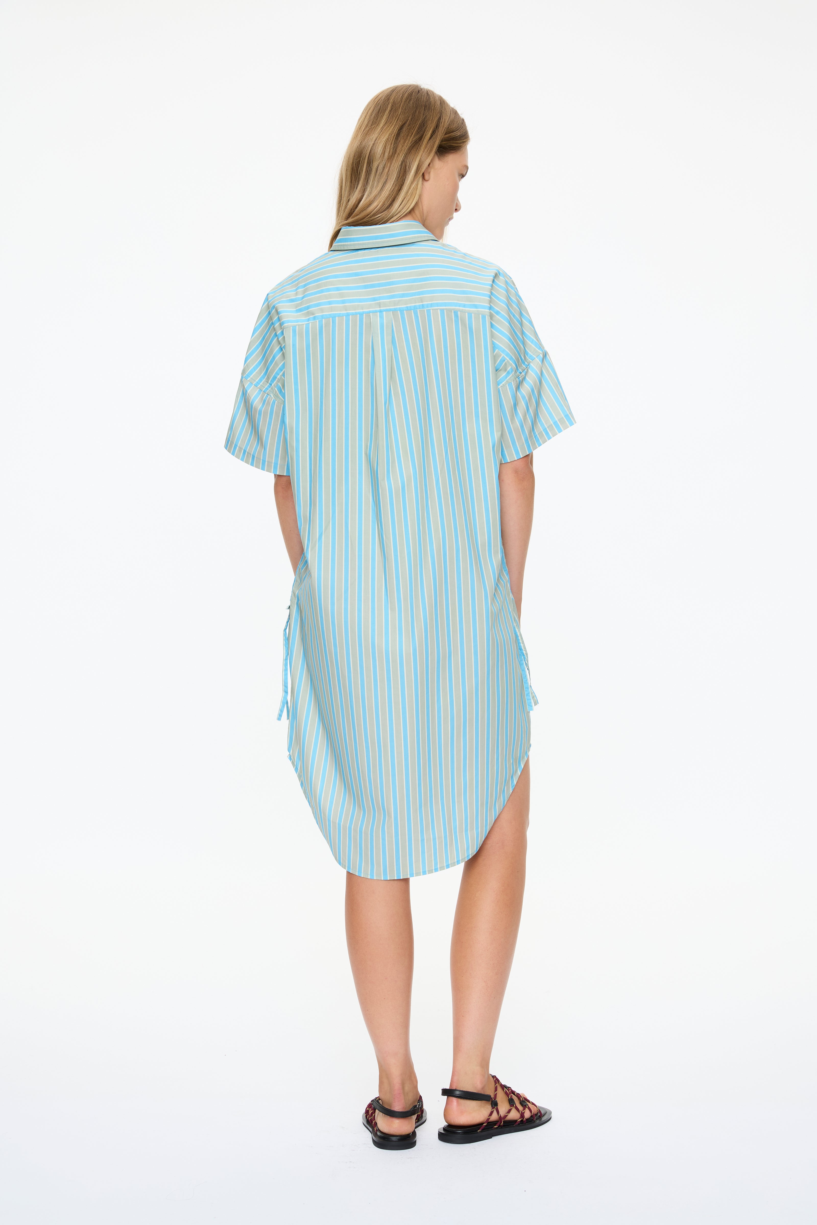 Chiara Parachute Short Slv Midi Dress - Azure/Sage/Lemon Fizz