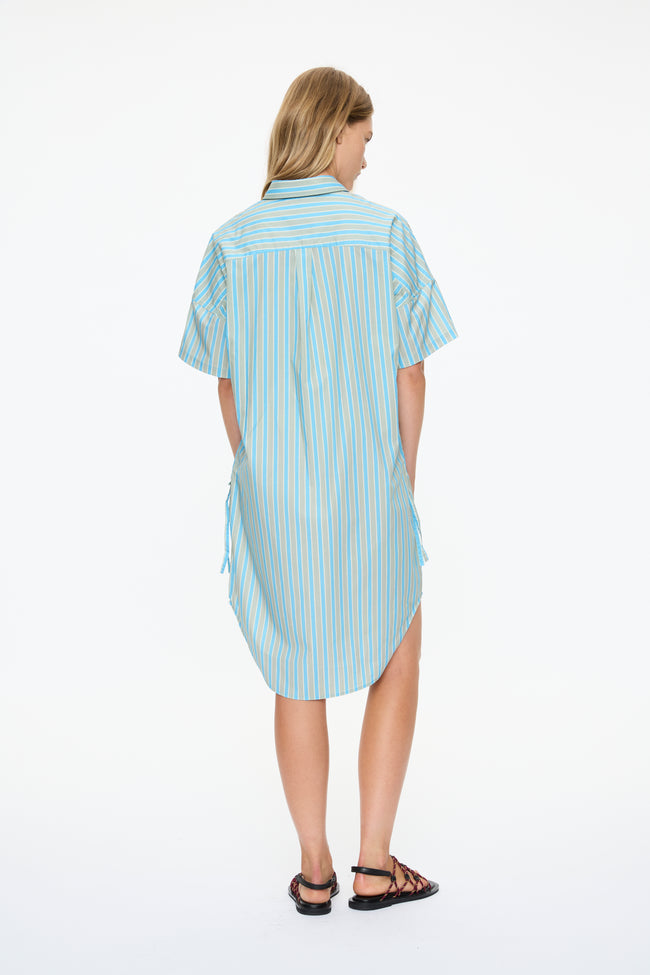 Chiara Parachute Short Slv Midi Dress - Azure/Sage/Lemon Fizz