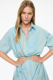 Chiara Parachute Short Slv Midi Dress - Azure/Sage/Lemon Fizz