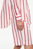 Mara Oversized Long Sleeve Shirt - Stripes  Ultra Red/Sangria/White Stripe