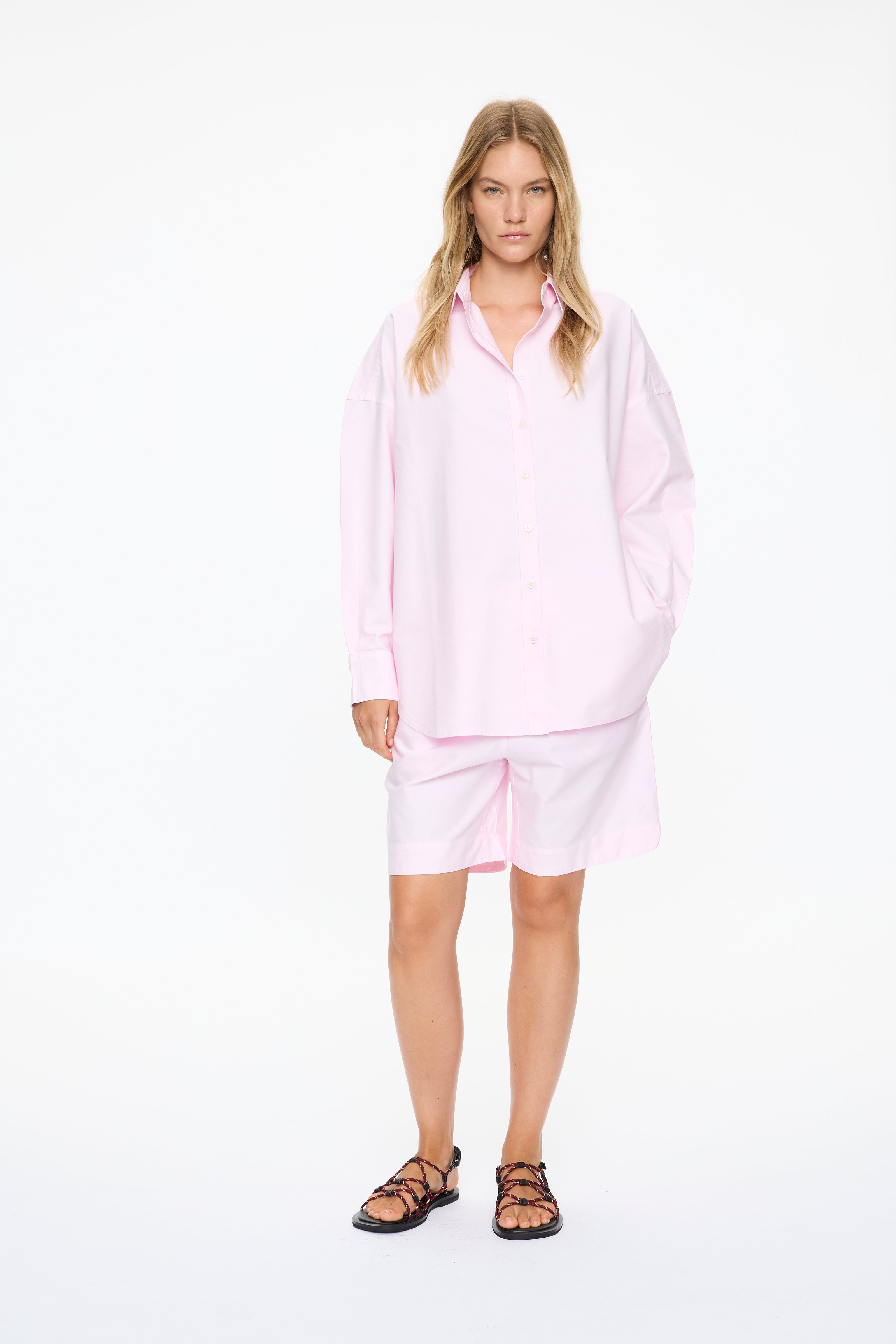 Mara Oversized Long Sleeve Shirt - Candy Floss