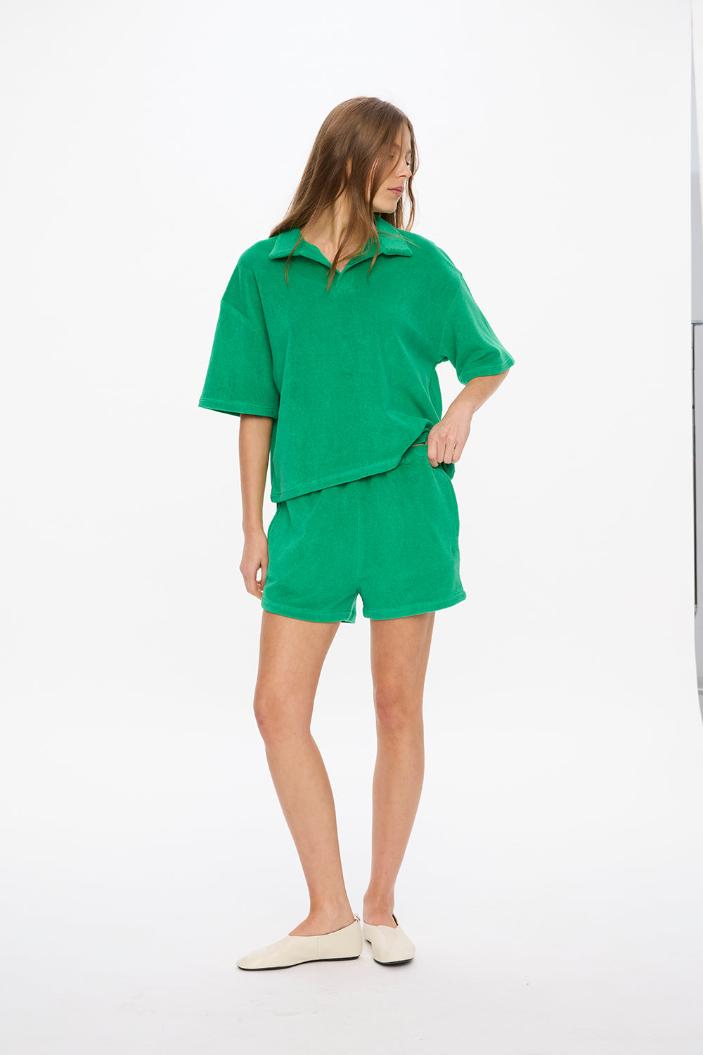 Lido Terry Half Sleeve Polo - Light Verde