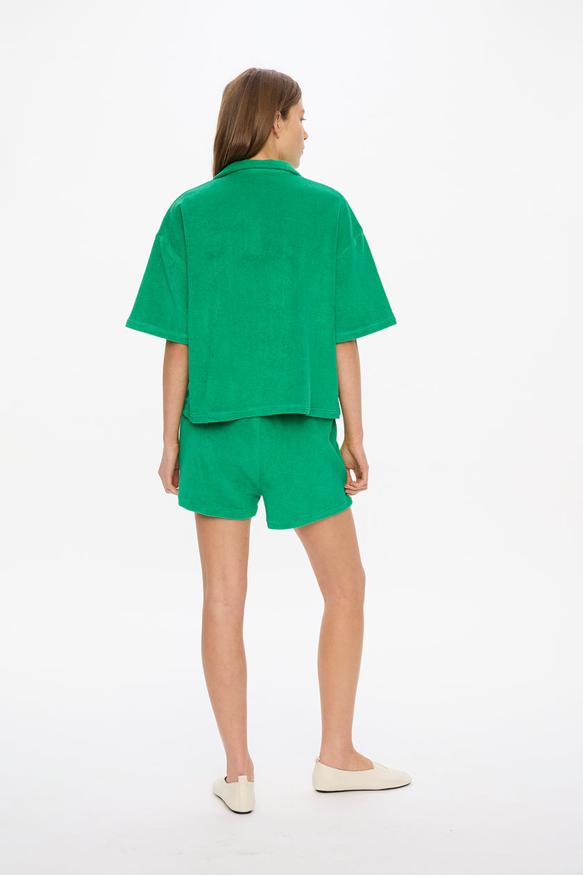Lido Terry Half Sleeve Polo - Light Verde