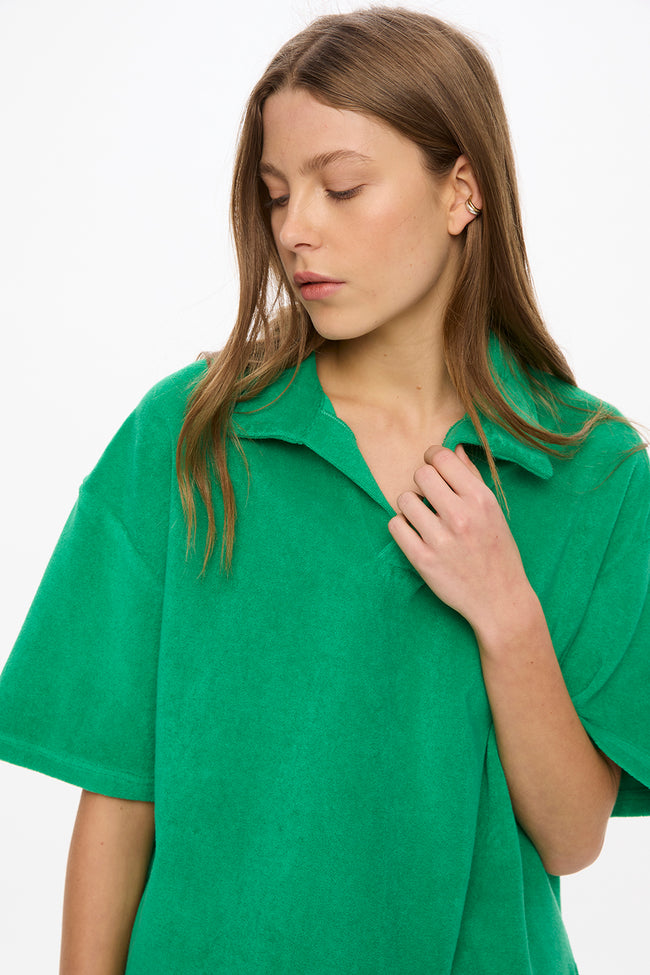 Lido Terry Half Sleeve Polo - Light Verde