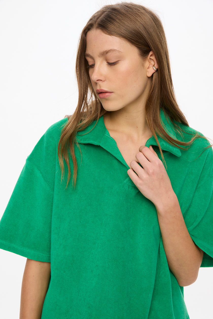 Lido Terry Half Sleeve Polo - Light Verde