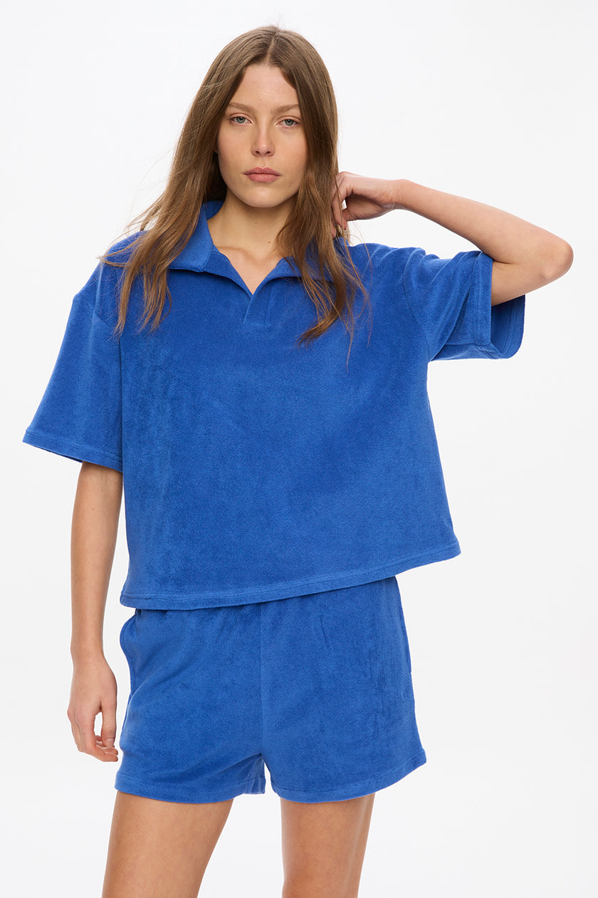 Lido Terry Half Sleeve Polo - Ink Blue