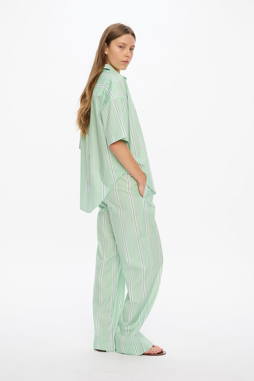 Mara Drawstring Pants - Mint/White/Indigo/Forest