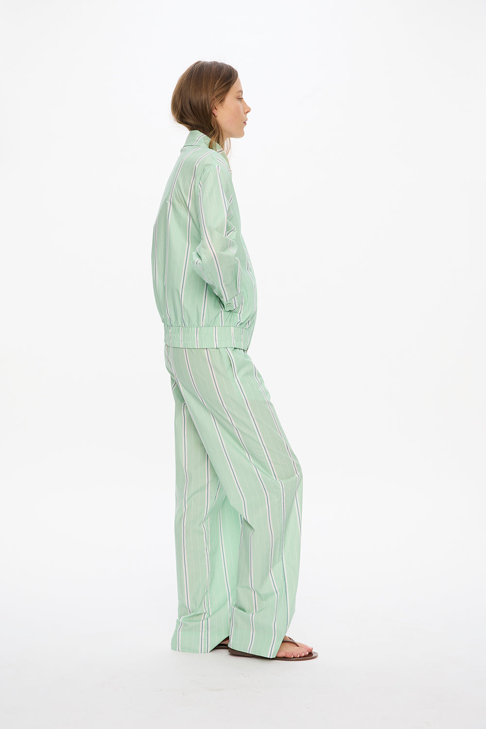 Oversized Sienna Bomber Jacket - Mint/White/Indigo/Forest
