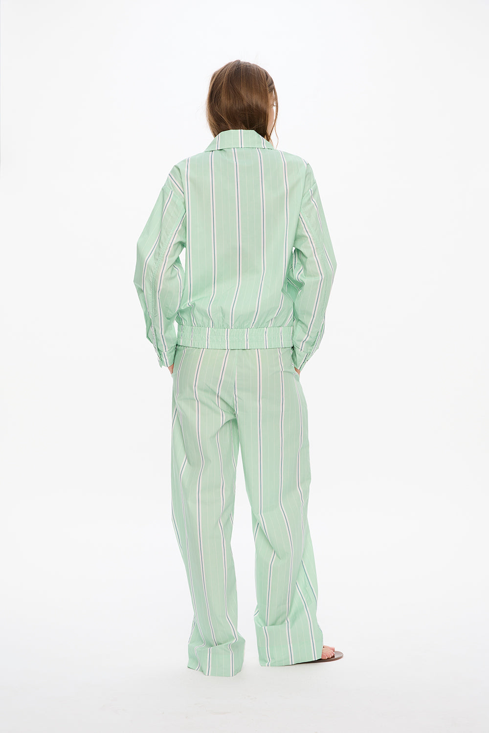 Oversized Sienna Bomber Jacket - Mint/White/Indigo/Forest