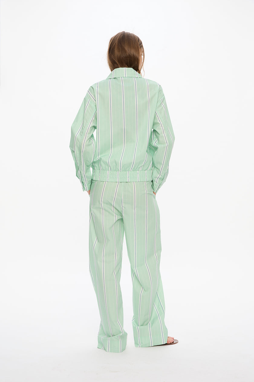 Oversized Sienna Bomber Jacket - Mint/White/Indigo/Forest