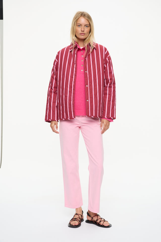 Noa Quilted Jacket - Stripes  Sangria/Confetti/Natural