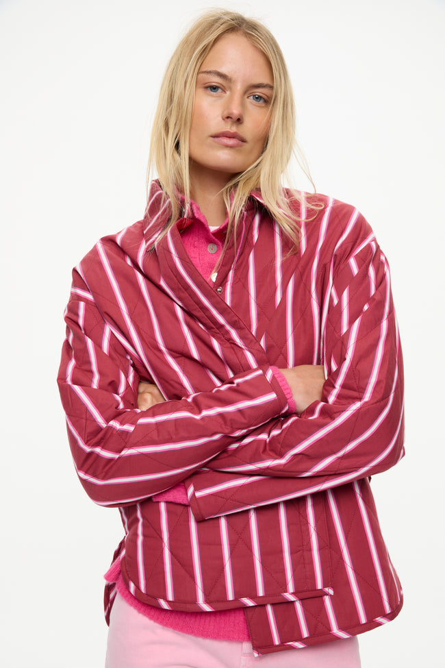 Noa Quilted Jacket - Stripes  Sangria/Confetti/Natural