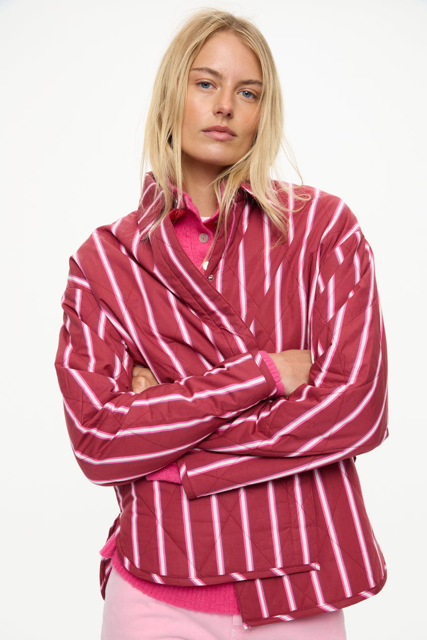 Noa Quilted Jacket - Stripes  Sangria/Confetti/Natural