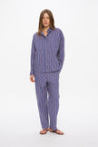 Chiara Long Sleeve Shirt Classic  - Stripes - Indigo/Teal/White