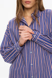 Chiara Long Sleeve Shirt Classic  - Stripes - Indigo/Teal/White