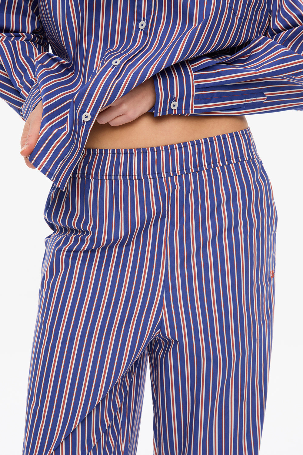 Mimi Cropped Pants - Stripes - Indigo/Tile/White