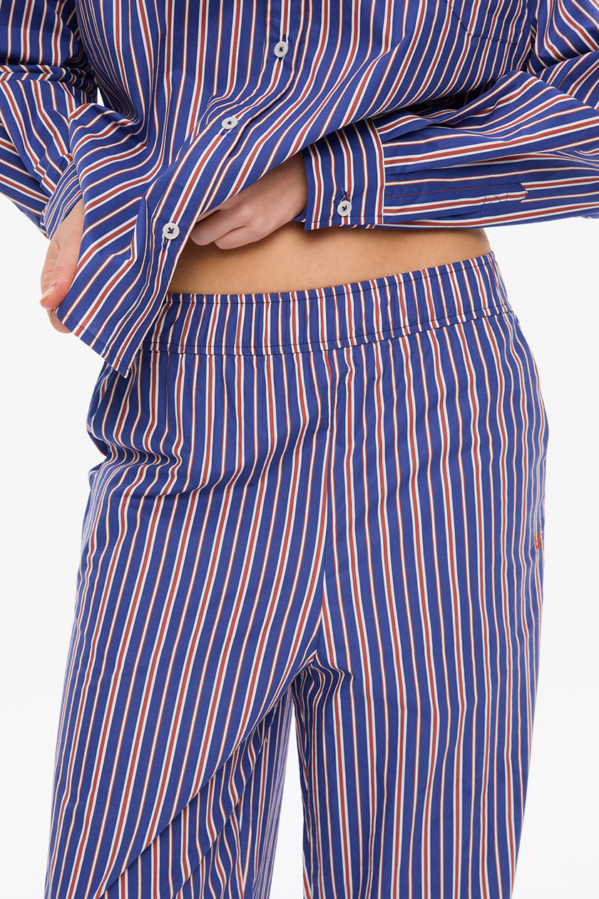 Mimi Cropped Pants - Stripes - Indigo/Tile/White