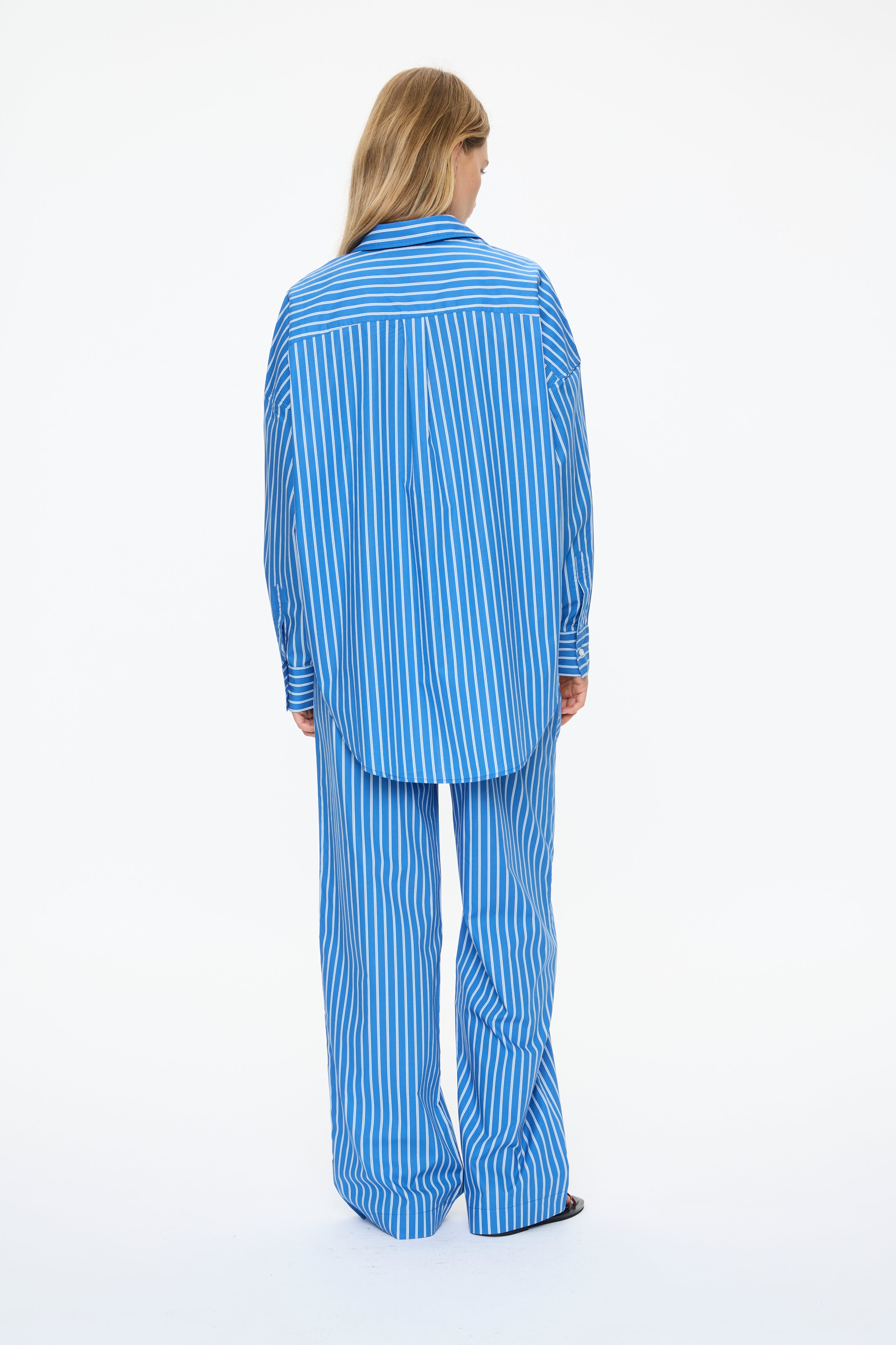 Mara Oversized Long Sleeve Shirt - Ink Blue/Sky/Navy/Natural