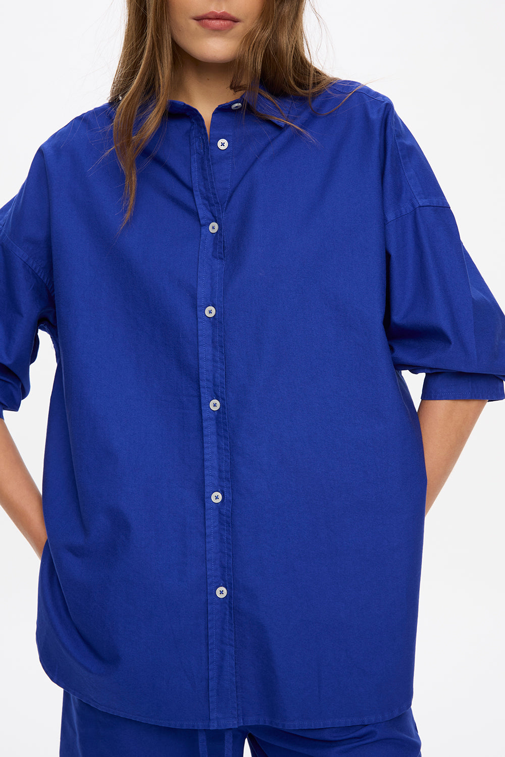 Mara Long Sleeve Shirt - Pinpoint - Indigo