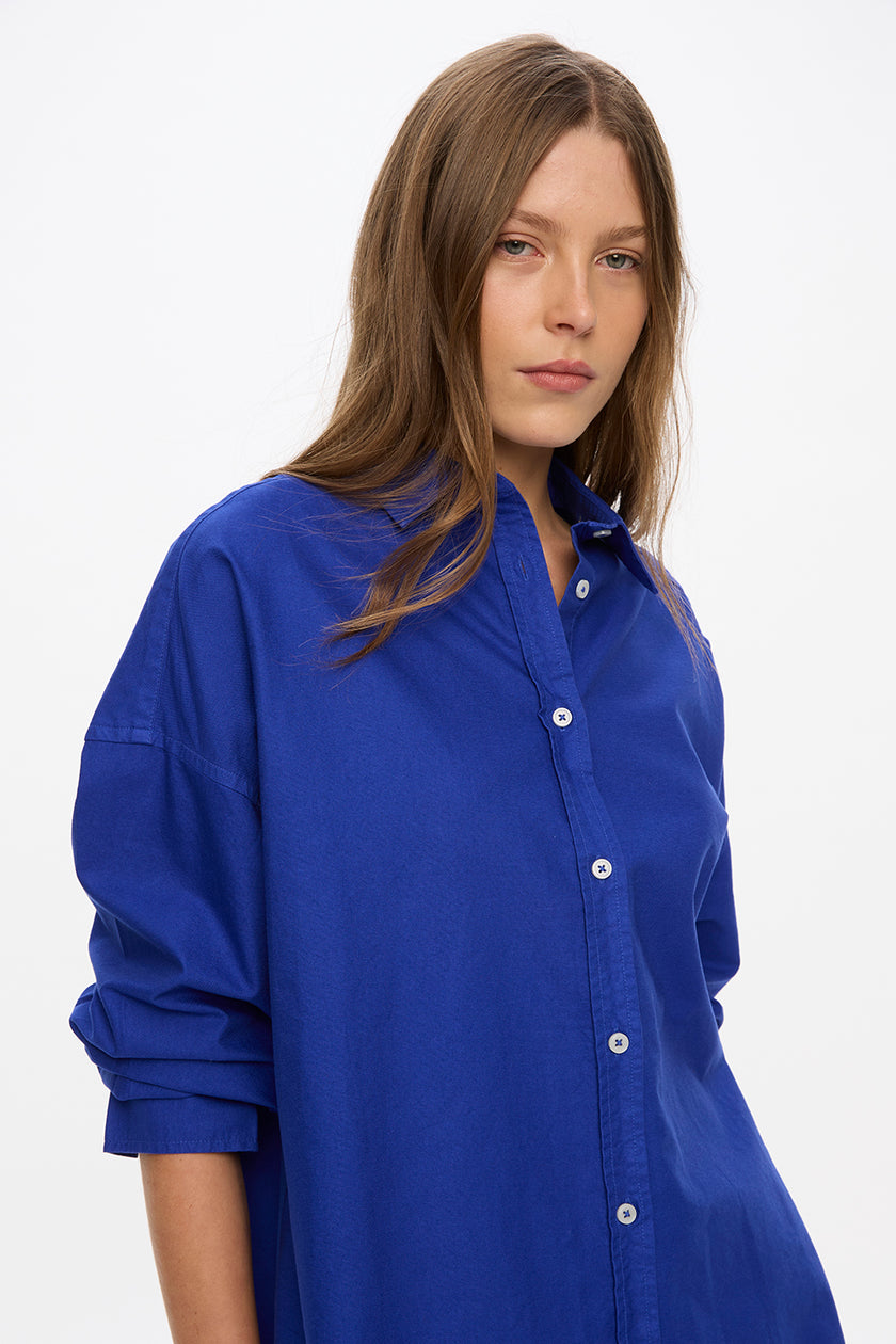 Mara Long Sleeve Shirt - Pinpoint - Indigo