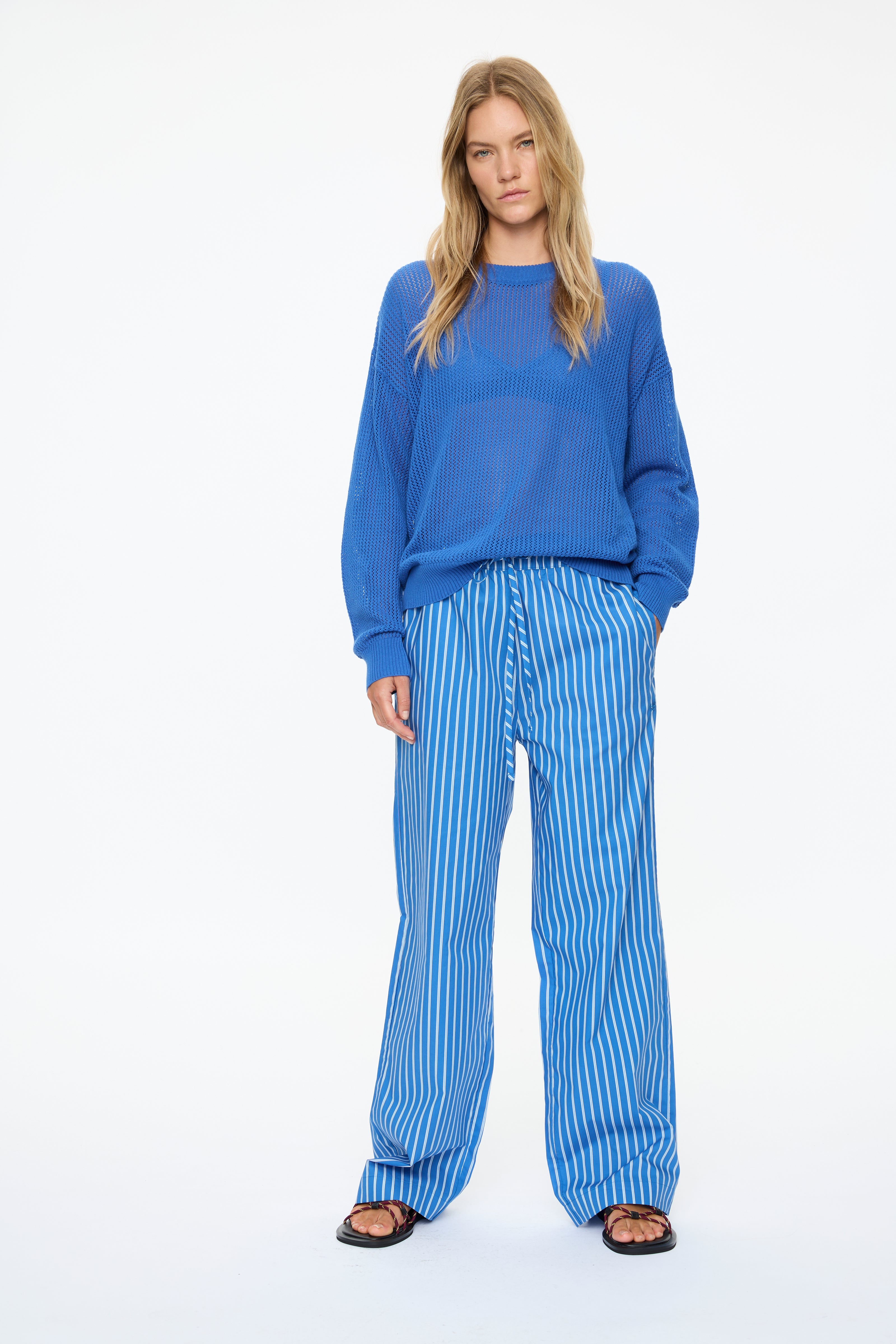 Aura Pointelle Jumper - Ink Blue