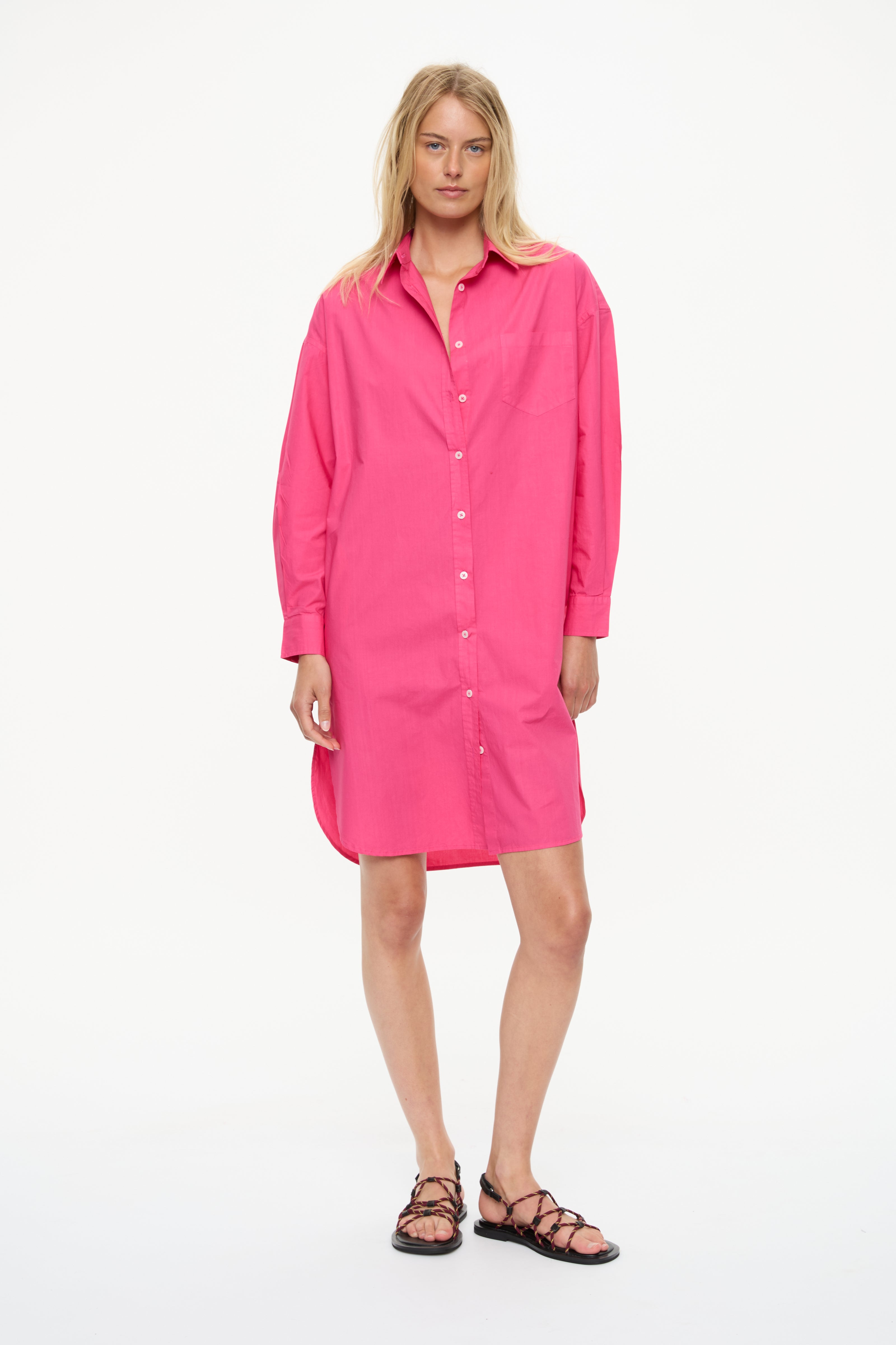Chiara Long Sleeve Midi Dress bougainvillea