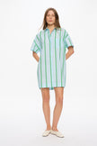 Chiara Short Sleeve Mini Dress - Stripes - Delicate Blue/White/Light Verde/Navy